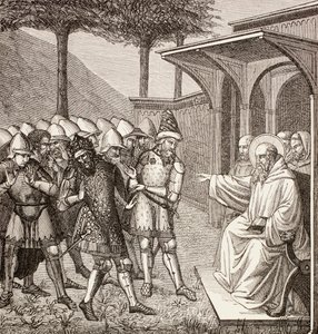 St Benedict of Nursia reproaches the King of the Ostrogoths by English School